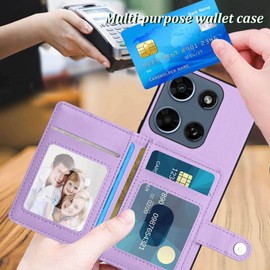 Moment Dextrad for Moto G 5G 2026 Back RFID Blocking Wallet Case, Purple