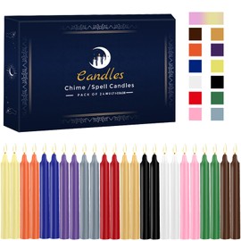 Kunrsug 24 Pack Assorted Color Spell Chime Candles – Premium Mini Unscented Taper Candles for Rituals, Prayer, Birthdays, Meditation, Altar, Spells, Chime Candles - 4 Inch Tall - Ideal for Witches