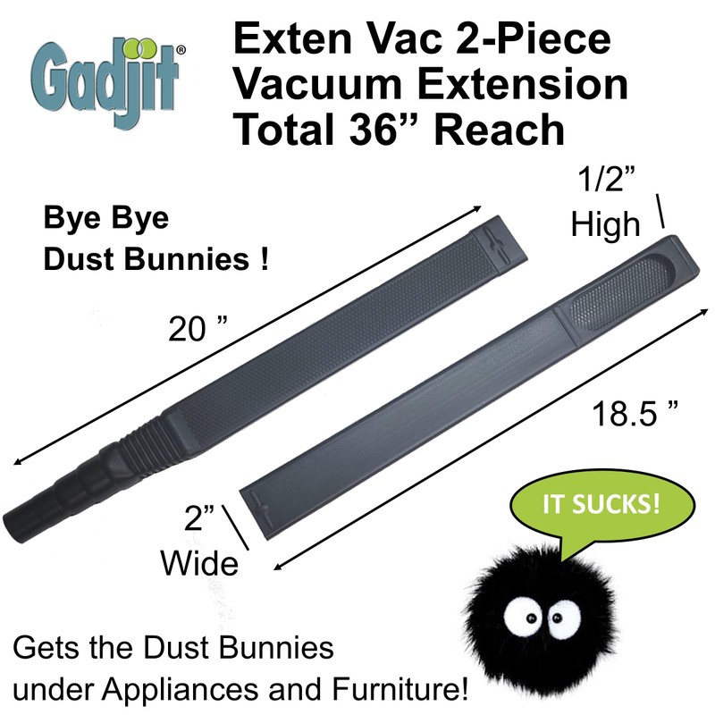 Gadjit Exten Vac Vacuum Extension Attachment, 36" reach, Black (Black)