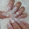 Rose Veil Cross Handmade Nail Tips Wedding Pearl Shell -