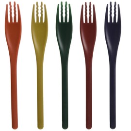 Endo Sansho Soft Face Fork, Gentle on Your Mouth, Japanese Color, Set of 5, 6.5 inches (16.5 cm)