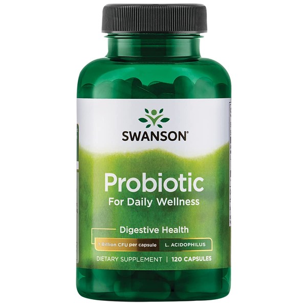 Swanson Probiotic - Digestive Health Supplement w/ 1 Billion CFU per Capsule - Natural Formula Supporting Bowel Regularity & Daily Wellness - (120 Capsules)