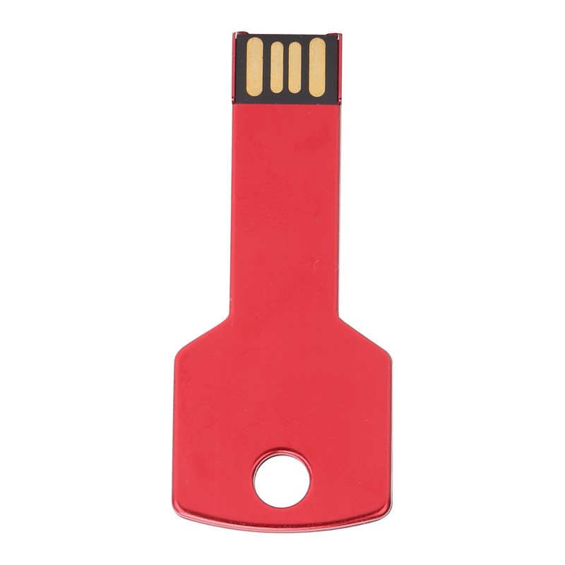 Red USB Flash Drive Aluminum Alloy Key Shape Memory U