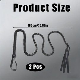 YgonziRuvc 2 Pack 180CM Whip and Horse Whip, Black Long Whip, Lasso Rope Cowboy, Durable Lasso for Training and Outdoor Activities,Carnival Costumes and Role-Playing