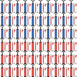 Shihanee 60 Sets 8'' Ball Pump Bulk Portable Air Pump with Needles Nozzles Flexible Extension Hose for Soccer Volleyball Basketball Sports Water Ball Football Rugby for Operation Christmas Shoeboxes