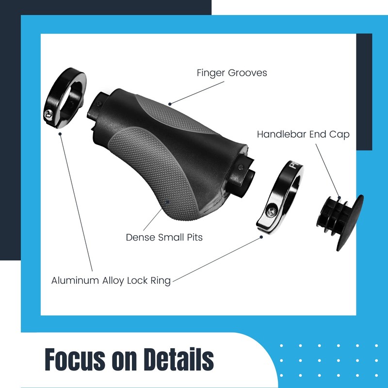 prunus Bike Handlebar Grips, Mountain Bike Grips Non-slip Rubber, Bicycle