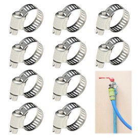 8mm Gas Hose Clips for Connections Gas Pipe, 10 Pcs 304 Stainless Steel Hose Clips Adjustable, Pipe Clips for Automotive, Industrial, Marine and Electronic Applications