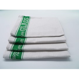 PDTXCLS Green Linen Union Glass Cloth. Pack of 4 (4 Green Glass Cloths)