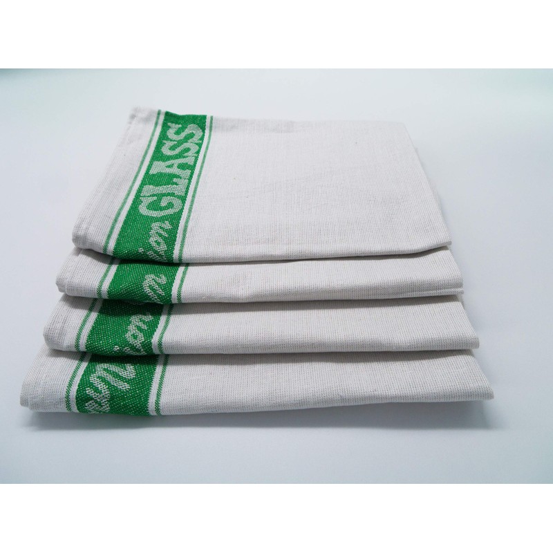 PDTXCLS Green Linen Union Glass Cloth. Pack of 4 (4
