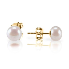 PAVOI Sterling Silver Freshwater Cultured Stud Pearl Earrings - 10.5mm AAA Quality