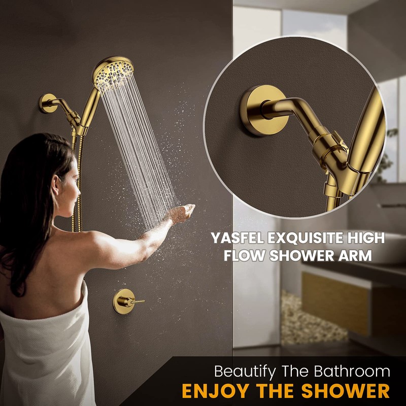 YASFEL Brushed Gold Shower Arm 6" Shower Extension Arm Pipe