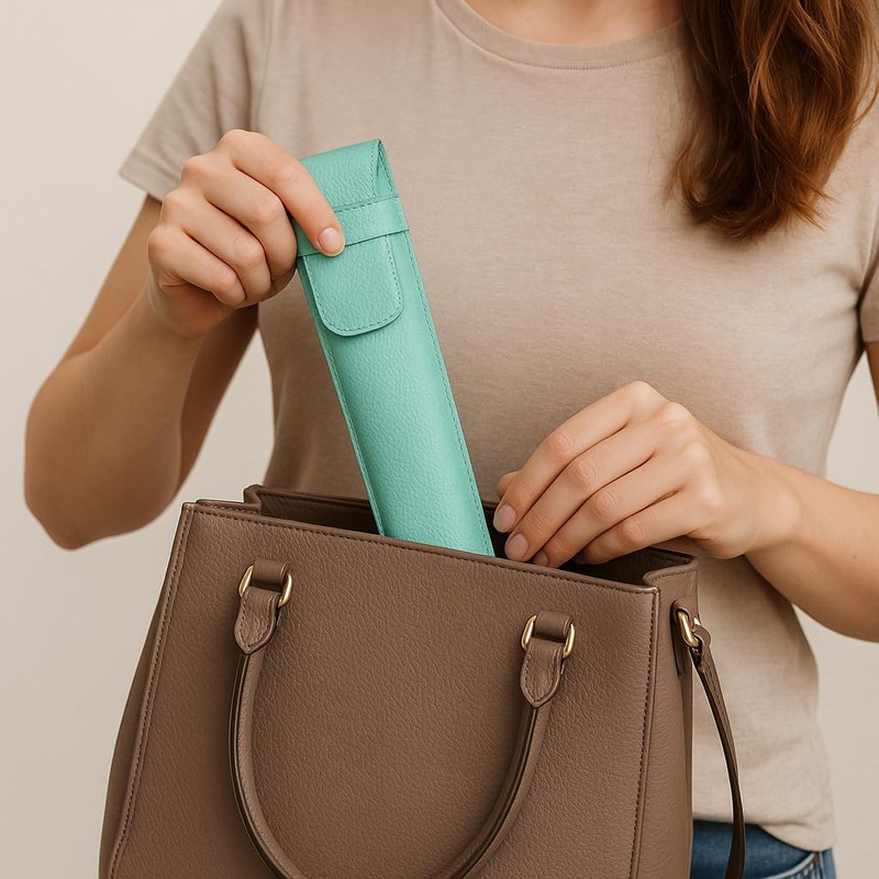 Space Home - Fan Holder with Flap - Leather Fan