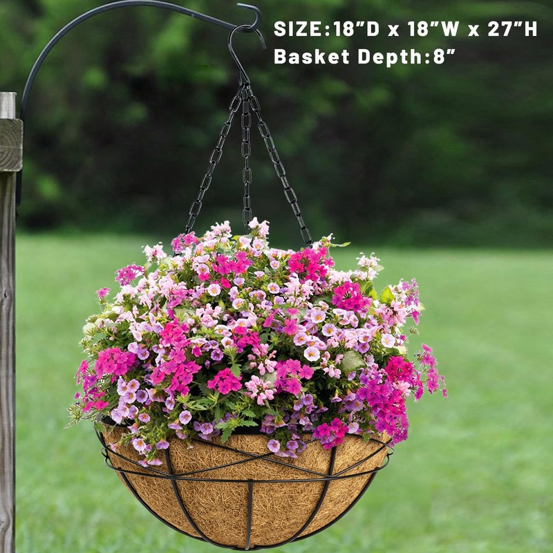 Karlliu 2 Pack 18 Inch Extra Large Deep Hanging Baskets