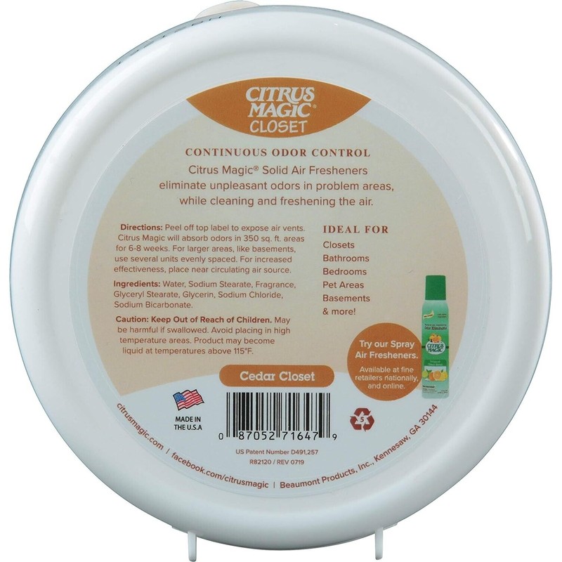 Citrus Magic Cedar Closet Solid Air Freshener With Natural Cedar