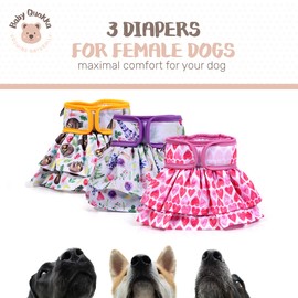 Reusable Dog Diapers Female – Baby Quokka Adjustable Snap-On Diaper for Dogs in Heat, Potty Training, Period, or Incontinence – Washable Female Dog Diapers, Underwear