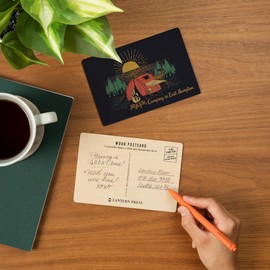 Lake Pocotopaug, Connecticut, Camping Scene, Kayaker and Lake (4x6 Birch Wood Postcards, 2-Pack Stationary, Rustic Home Wall Decor)