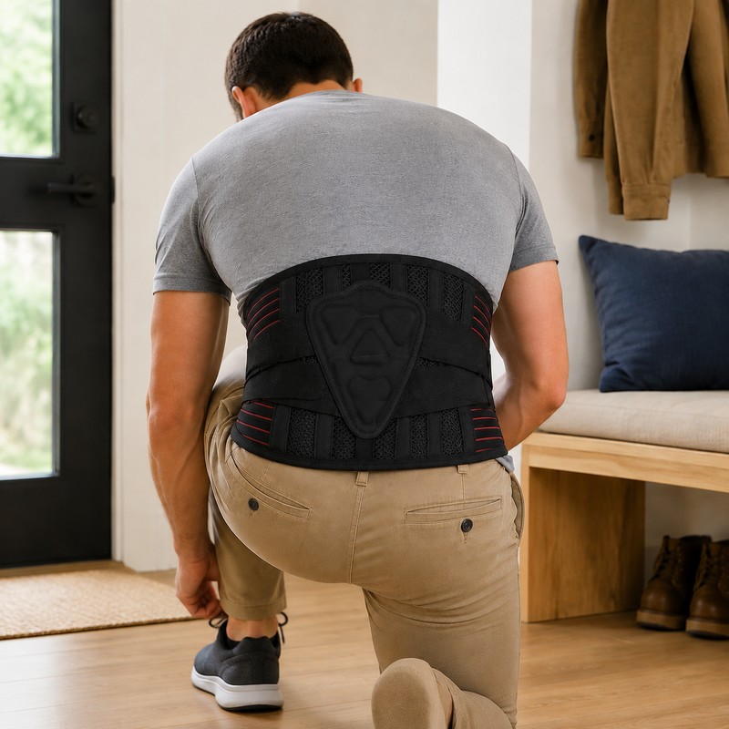 Lower Back Brace with 6 Stays - Adjustable Lumbar Support