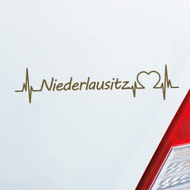 Hellweg Druckerei Auto Aufkleber Niederlausitz Puls Herzschlag Fun Sticker Heckscheibenaufkleber Autoaufkleber mit Ferien Region Motiv