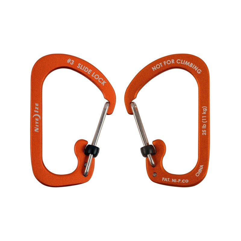 Nite Ize CSLA3-19-R6 SlideLock Carabiner Aluminum #3, Orange