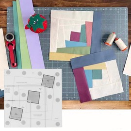 Haofy Quilting Ruler, Log Cabin Quilt Ruler Transparent Acrylic Quilting Ruler Creative Grids Log Cabin Trim Tool (10in)