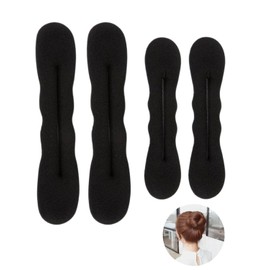 KGDUYC Pack of 4 Hair Bun - Hair Holder Sponge Clips Hair Styling Doughnut Bun Hair Twist Curler Donut Tools (Black: 2 Specifications)
