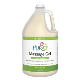 PURA 1ST Professional Herbal Therapy Massage Gel, Aloe Vera, Arnica Extract, Unscented, Hypoallergenic, Natural, Deep Tissue, Wellness, Physical Therapy, 128oz Bottle