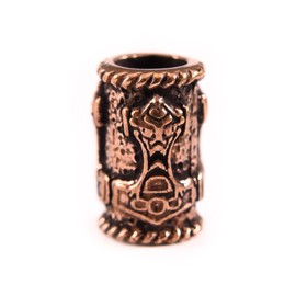 Battle-Merchant Beard / dreadlock bead / jewellery bead Viking with Thor's hammer made of bronze, inner diameter 6 mm.