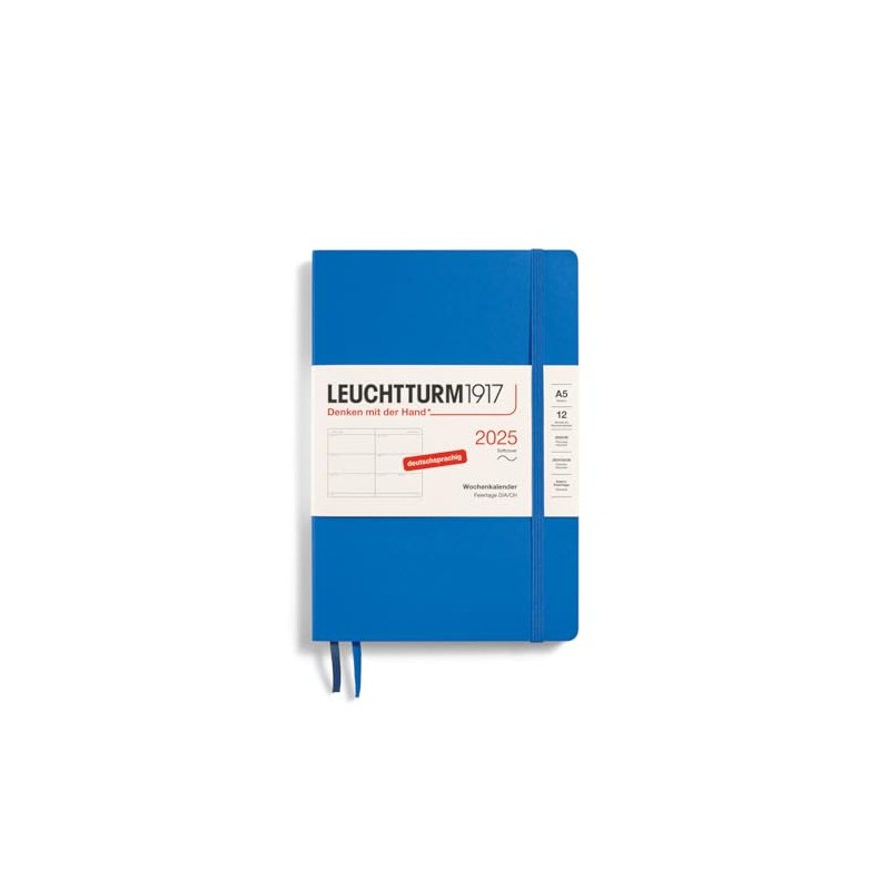 LEUCHTTURM1917 370569 Weekly Planner 2025, Medium A5 Softcover, 12-Month Planner,