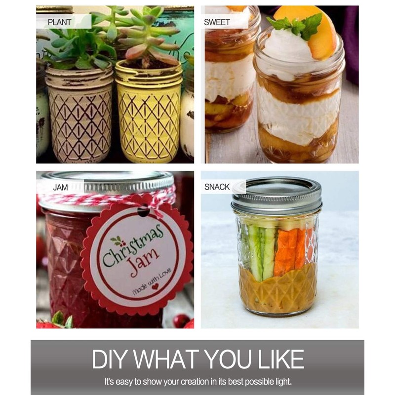 VERONES Mason Jars 8 OZ, 8 OZ Canning Jars Jelly