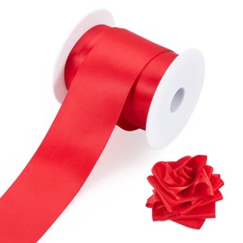 Craftdady Red Satin Ribbons 1-1/2 Inch x 10 Yards Double Faced Polyester Fabric Ribbons Satin Embellish Ribbon for Bows Making, Gift Wrapping, Party Wedding Decor, Flower Bouquet Wrap, Craft Supplies