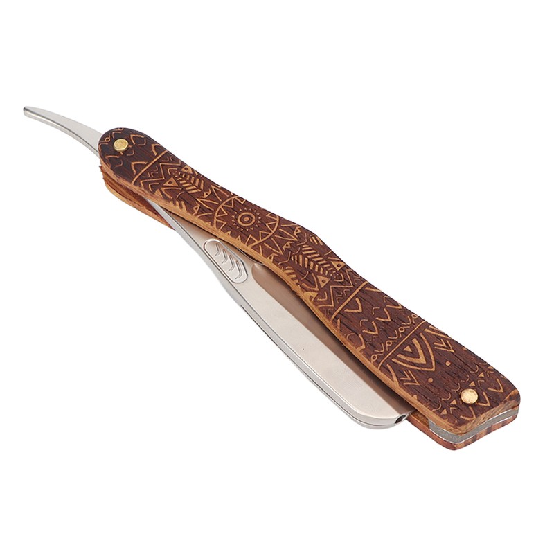 Men Manual Razor Redwood Handle Shaver Zinc Alloy Blade Straight