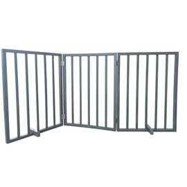 Amerihome Grey 3 Panel Wood Folding Pet Gate