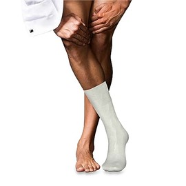 FALKE Men's No. 4 Socks Breathable Climate Regulating Silk Men's Socks Elegant Light Shiny Soft Flat Seam for Pressure-free Toe Business 1 Pair, White (off-white 2040)
