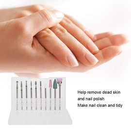 Juego de brocas para uñas, 10 piezas Juego de cabezales de pulido para uñas Eliminación de piel muerta Brocas de manicura Juego de cabezales de lijado y pulido para uñas Cutículas Manicura Pedicuras