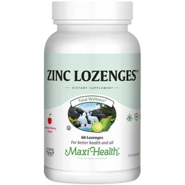 Maxi-Health Zinc Lozenges - Zinc Citrate 10mg - with Vitamin C - Cherry Flavor - 60 Chewables - Kosher