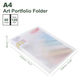 M&G 60-Pocket Binder with PP Plastic Sleeves A4(Clear), 2 Pack Art Portfolio Folder with Clear Sheet Protectors, Display 120 Pages for Organizing Documents, 310x235x38mm