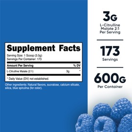 Nutricost L-Citrulline Malate 2:1 (600 Grams) (Blue Raspberry)