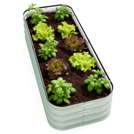 DaisyVibe Raised Garden Bed Kit, Planter Raised Garden Boxes Outdoor, Oval Large Metal Raised Garden Beds for Vegetables Flowers (Green, 5ftx2ftx1ft)