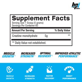 BPI Sports Micronized Creatine - Increase Strength - Reduce Fatigue - Lean Muscle Building - 100% Pure Creatine - Better Absorption - Supports Muscle Growth - Unflavored - 60 Servings - 10.58 Ounce