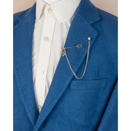 Brooch Lapel Pin for Men Silver Safety Pin Brooch With Crown Charm Hanging Chain Collar Pin Brooch