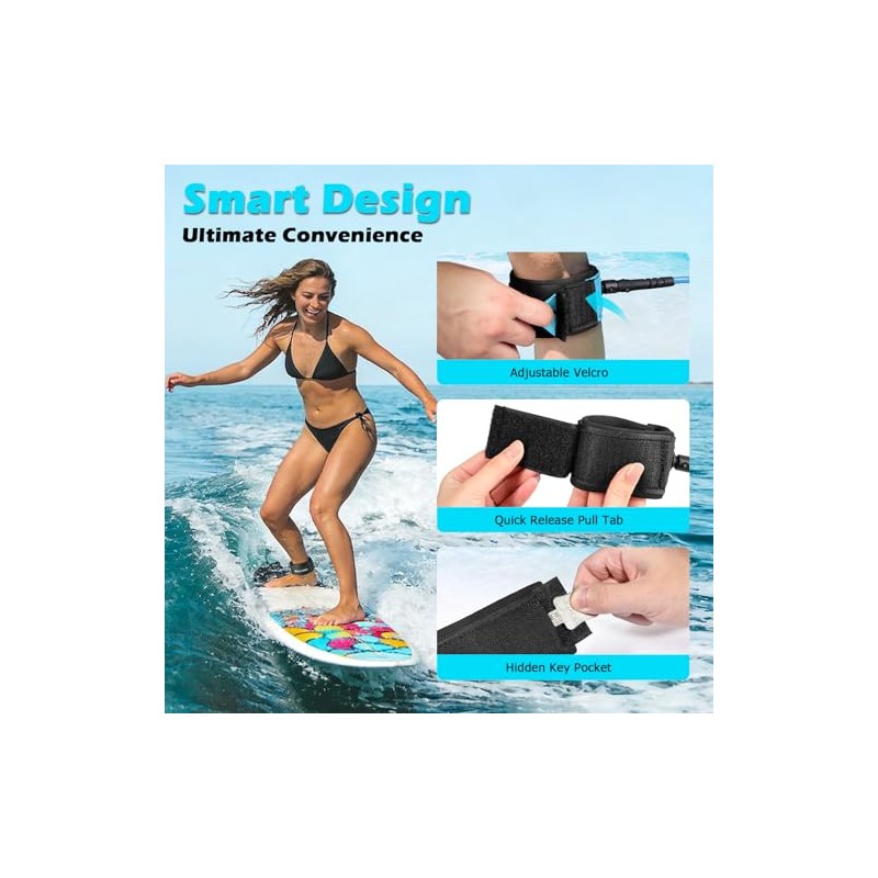 Mellbree Surfboard Leash, 10ft 7mm/6ft 5.5mm Premium Surf Leash SUP