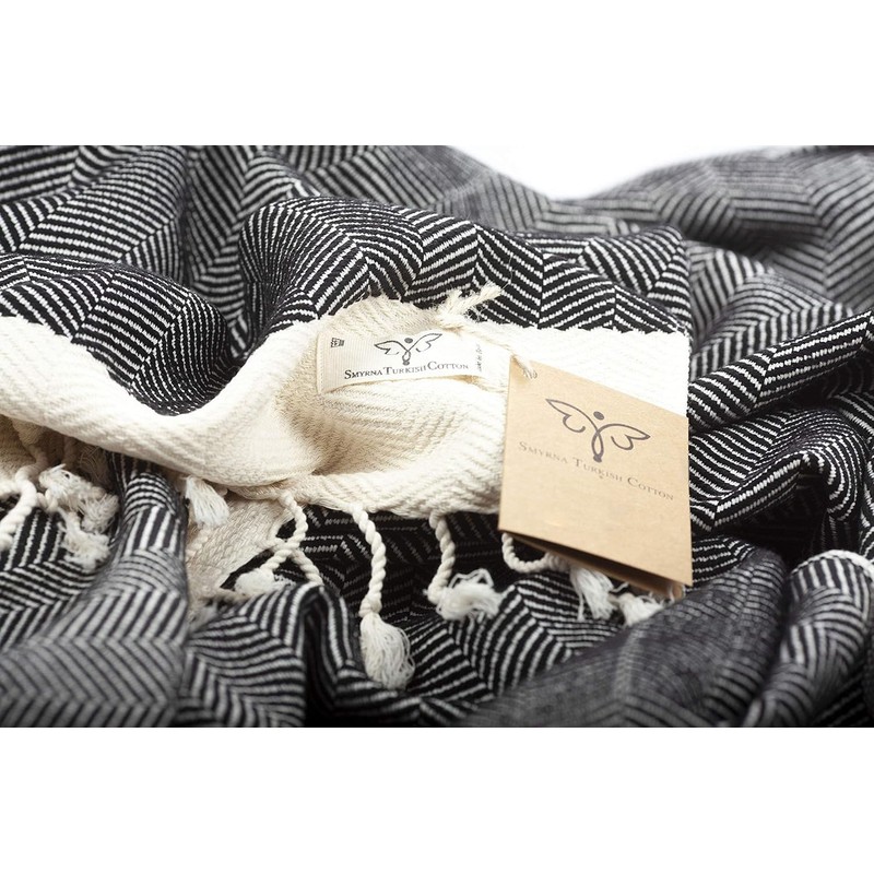 Smyrna Turkish 100% Cotton Herringbone Cuddly Blanket | Best Quality