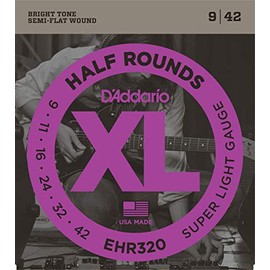 D'Addario Guitar Strings - XL Half Rounds Electric Guitar Strings - Semi-Flat Wound - Bright Tone, Smooth Feel, Reduced Finger Noise - EHR320 - Super Light, 9-42