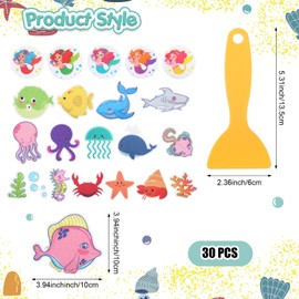 Chiisong 30 Pcs Non Slip Bathtub Stickers Large Sea Adhesive Anti Slip Decal Threads Sea Creature Rubber Stickers with Scraper for Bath Tub Bathroom Shower Stairs Other Slippery Surfaces