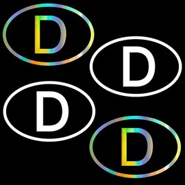 Pack of 4 Germany Car Stickers, Magnetic Germany Sticker, D Sticker Car, D Sticker Country Code, Suitable for German Labellings Cars Lorries Motorcycles (White + Laser)