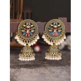 Unbranded Indian Meenakari Jhumka Earrings Multi Color Wedding Jewelry Women