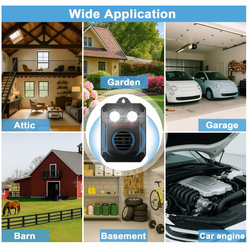 Ultrasonic Rodent Repellent with Strobe Light and Ultrasonic Wave, Effective