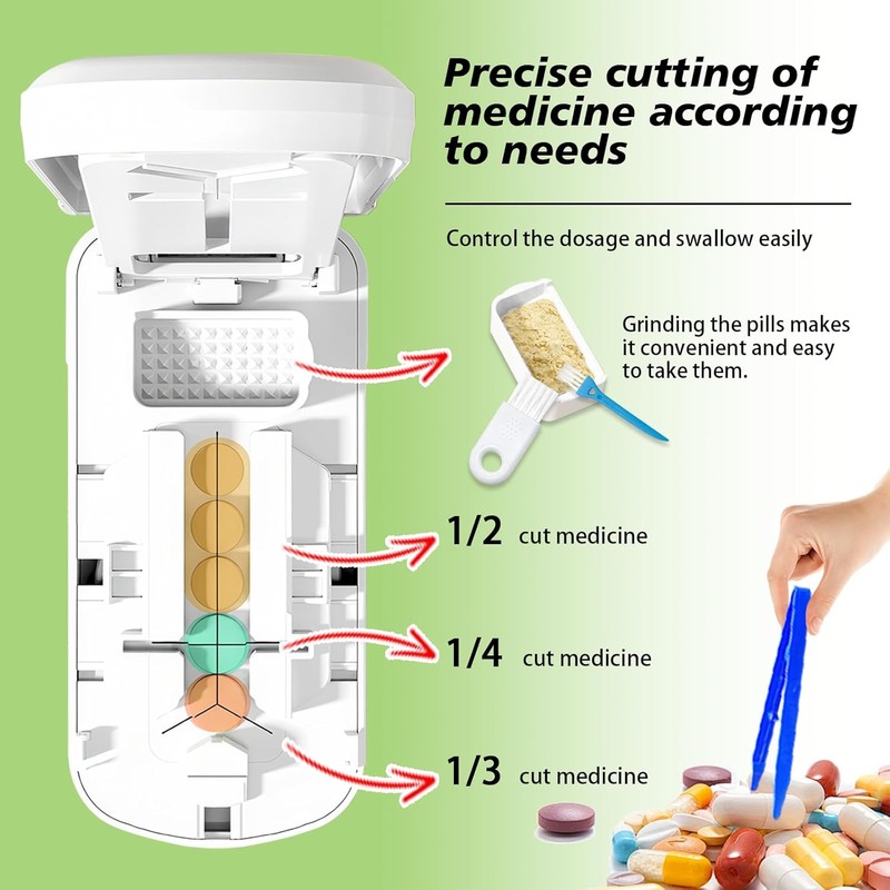Pill Cutter - 1/2,1/3 &1/4 Pill Splitter with Storage Bag