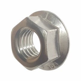 Fastenere Serrated Flange Nuts - #8-32 (100-Pack) Coarse, Plain Finish, Stainless Steel 18-8 Hex Lock Hardware Nuts for Industrial & Home Use