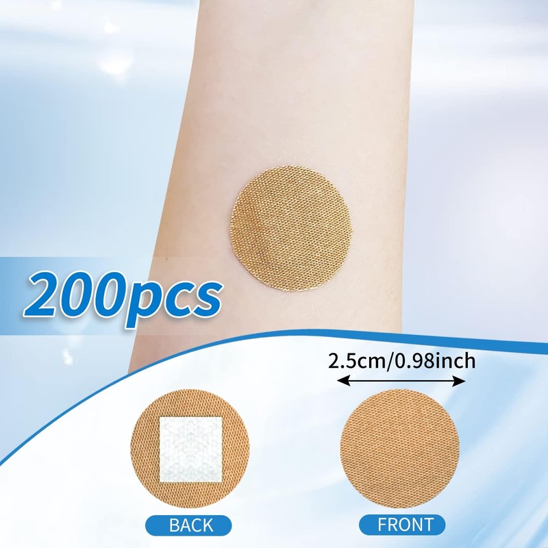 200pcs Small Round Plasters 1 Inch Skin Color Stretch Fabric